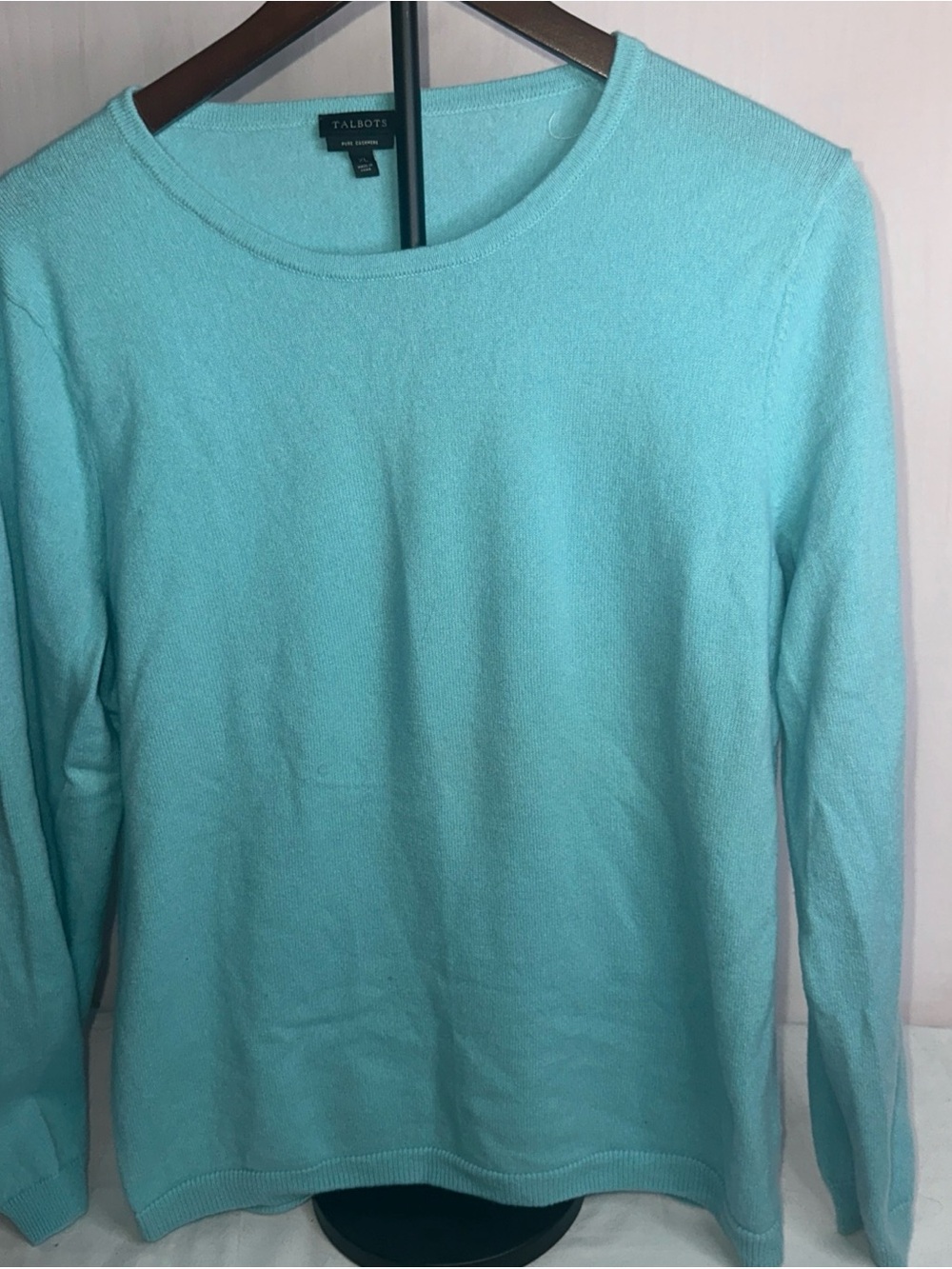 Talbots Aqua Pure Cashmere Ribbed Crewneck Sweater